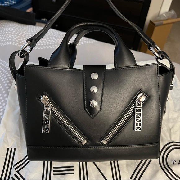 2016 Kenzo Mini Kalifornia satchel handbag black leather tote